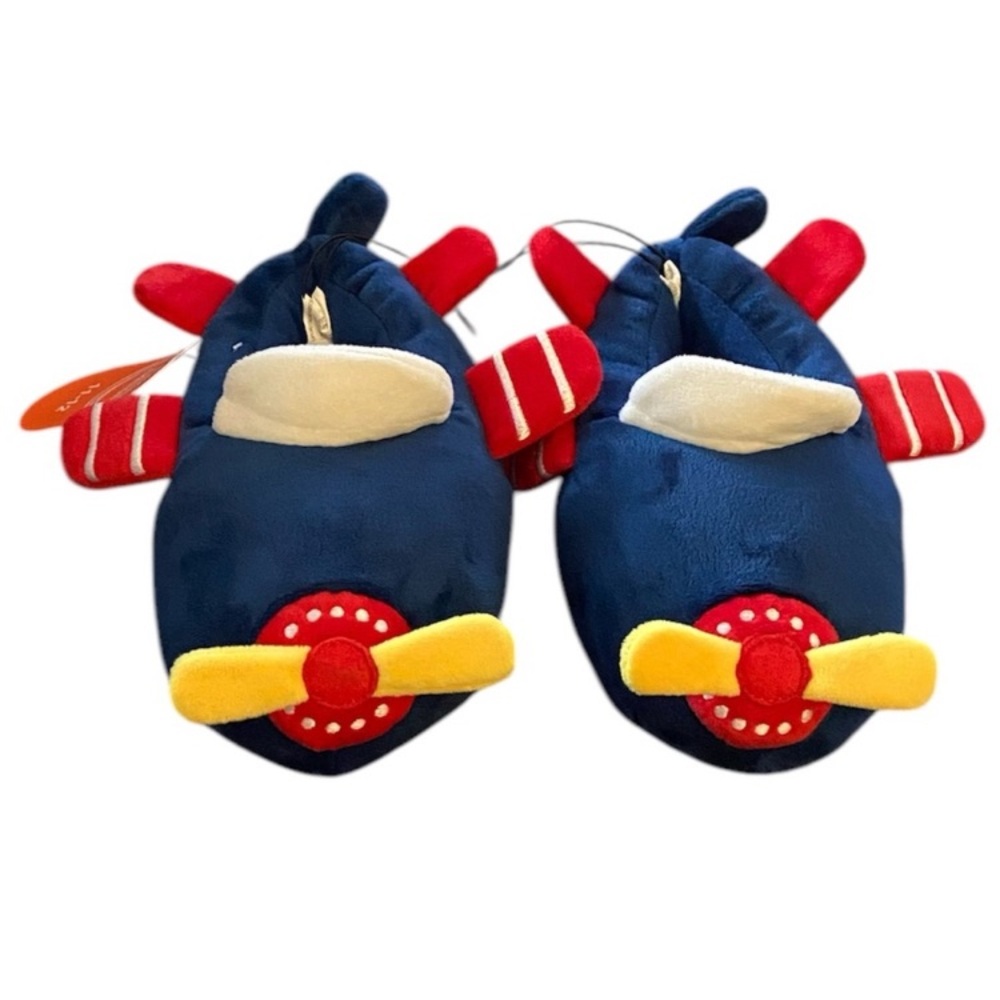 💜 Wonder Nation Toddler Boys' Airplane Slippers Size:5-6